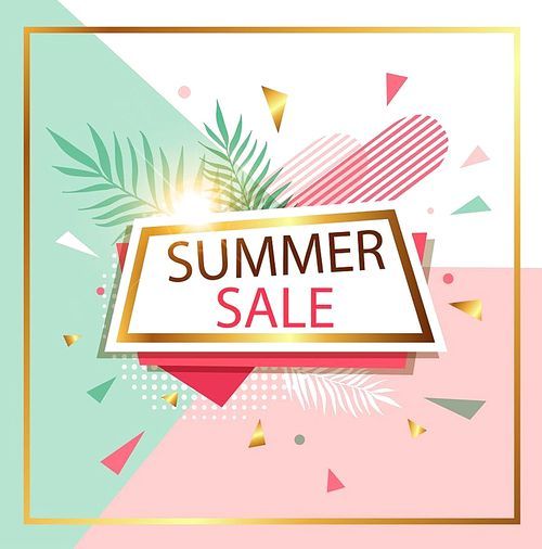 Abstract vector background for seasonal summer sale. Shining banner in retro style.