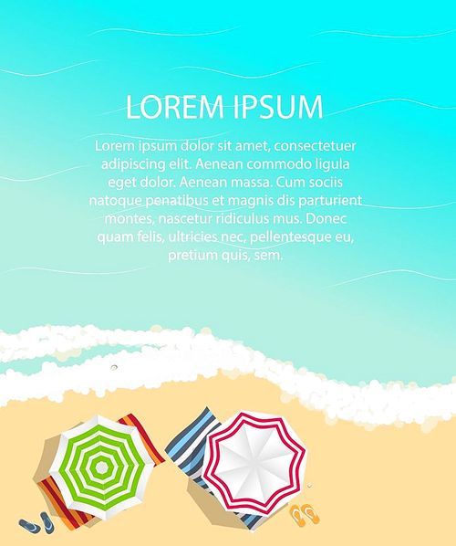 Summer Time Background. Sunny Beach in Flat Design Style Vector Illustration EPS10
