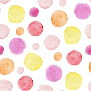 Abstract vector seamless pattern with round watercolor blots