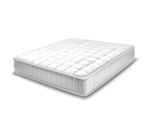 Double white mattress in realistic style on white  isolated vector illustration