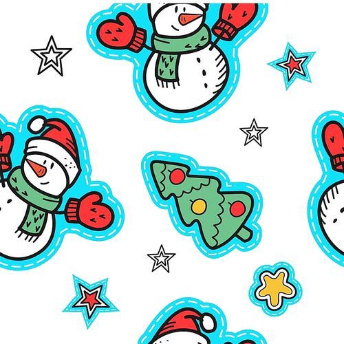 Christmas new year seamless pattern. Vector Christmas hand drawn elements.