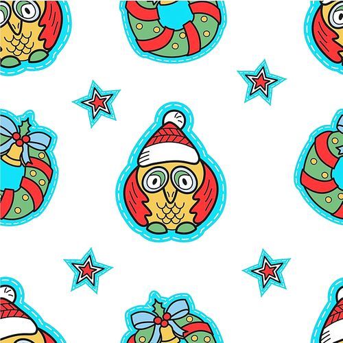 Christmas new year seamless pattern. Vector Christmas hand drawn elements.