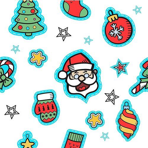 Christmas new year seamless pattern. Vector Christmas hand drawn elements.