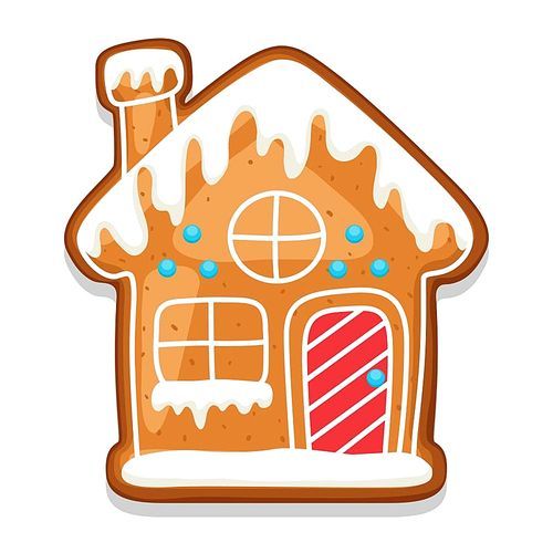 Gingerbread cookies house. Illustration of Merry Christmas sweets.