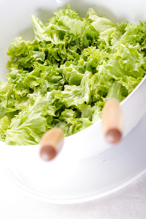 Close up of lettuce in bowl