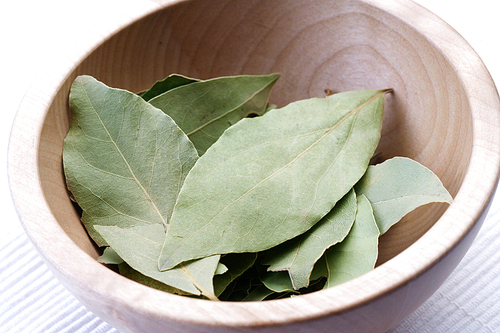 Laurer leafs in wooden bowl