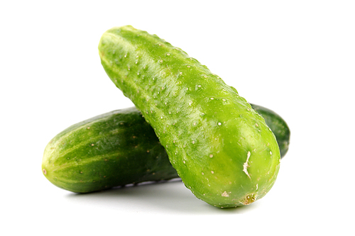 Two cucumbers on white background