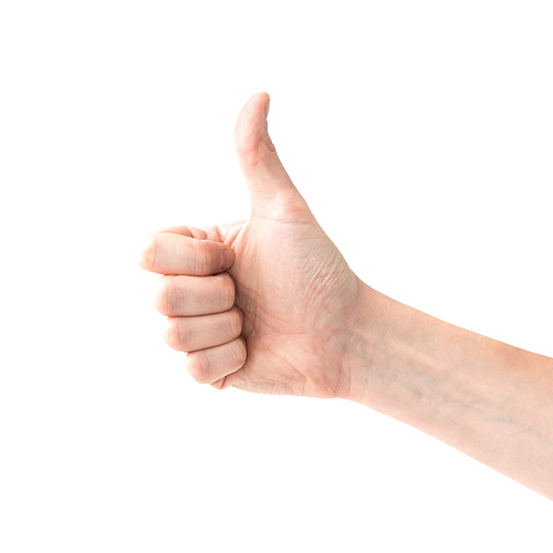 Like hand with thumb up isolated on white