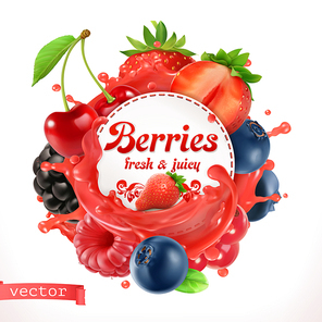 Berries, 3d vector label