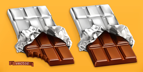 Chocolate bars, 3d realistic vector
