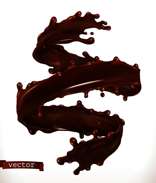 Chocolate splash. 3d realistic vector