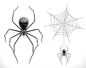 Realistic spider, halloween. 3d vector icon