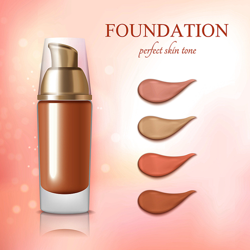 Cosmetic foundation concealer cream color samples realistic commercial advertisement background poster vector illustration