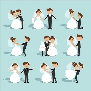 wedding theme element set vector art illustration