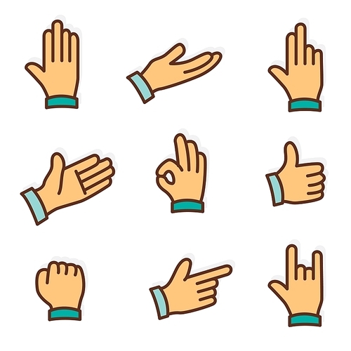 hand gesture sign set vector art illustration