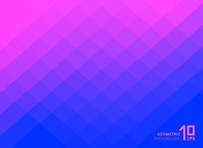 Abstract pink and blue gradient color squares pattern background with copy space. Vector Illustration