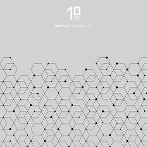 Abstract technology black hexagons pattern and node connection on gray background. You can use for template, brochure. leaflet, poster, , ad, banner. Vector illustration