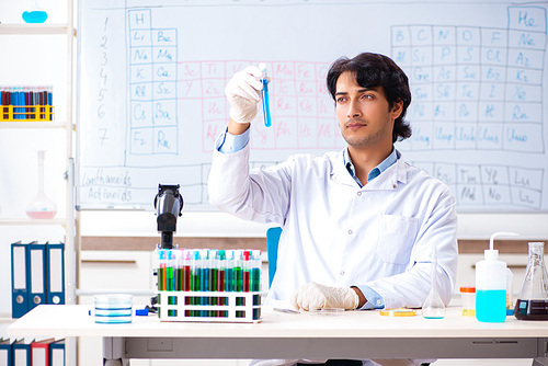 Young chemist working in the lab