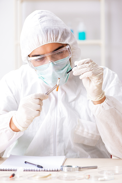 Young expert criminologist working in the lab