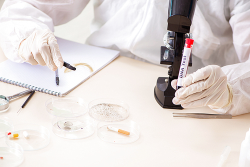 Young expert criminologist working in the lab