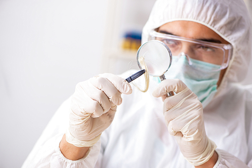 Young expert criminologist working in the lab