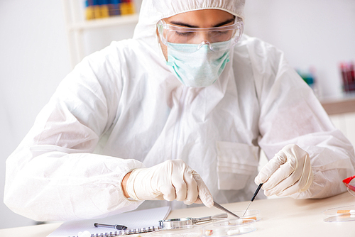 Young expert criminologist working in the lab