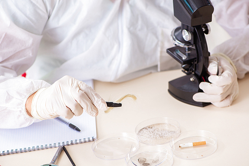 Young expert criminologist working in the lab