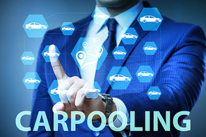 Businessman in carpooling and carsharing concept