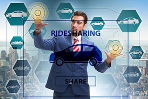 Businessman in carpooling and carsharing concept