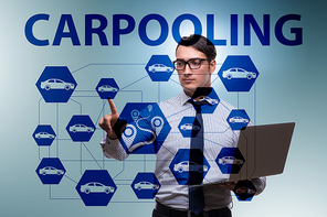 Businessman in carpooling and carsharing concept