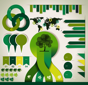 Eco Infographics Template. Set of graphic design elements, vector.