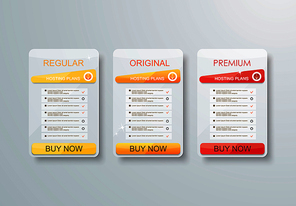 Price list widget with payment plans for online services, pricing table for websites and applications.