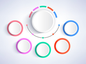 Blank sample of infographic, colorful circles and long line with dots, icons for filling your own information on vector illustration