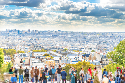 Panorama city of Paris from Montmartre. Beautiful travel cityscape