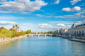 Paris cityscape with view over Seine river on Grand Palais and Quai d’Orsay