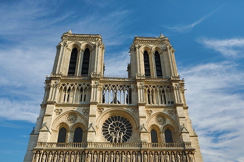 Cathedral Notre Dame de Paris in Paris, France. Architecture and landmarks of Paris. Postcard of Paris