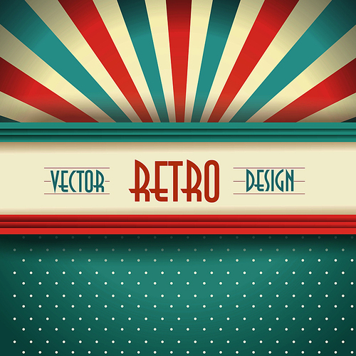 Vintage faded background. Retro stripes, dots and beams.