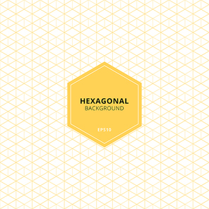 Abstract yellow hexagons pattern on white background. 3D geometric border and lines. Vector illustration