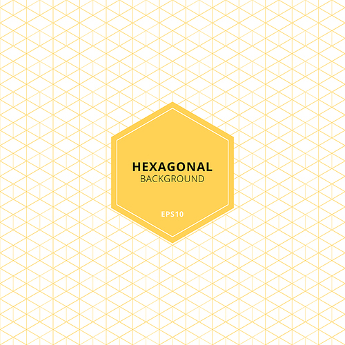 Abstract yellow hexagons pattern on white background. 3D geometric border and lines. Vector illustration