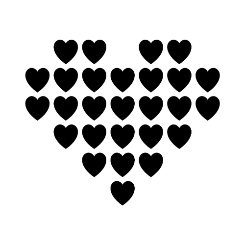 Love icon or Valentine's day sign designed for celebration. Black vector symbol isolated on white, flat style.