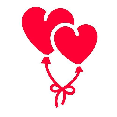 Love icon or Valentine's day sign designed for celebration. Red heart balloons isolated on white, flat style.