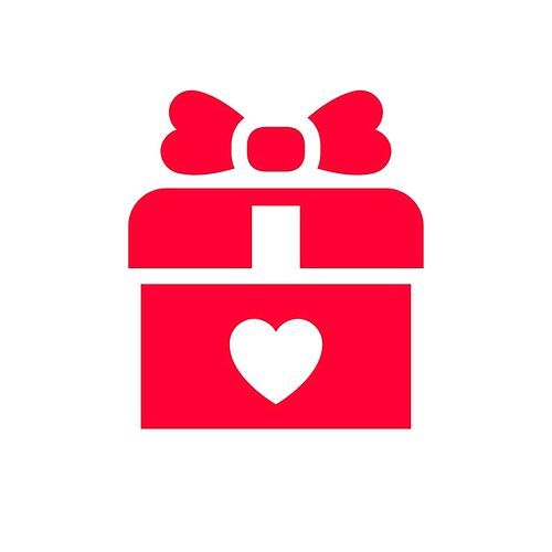 Love icon or Valentine's day sign designed for celebration. Red symbol isolated on white, flat style.