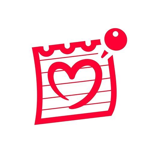 Love icon or Valentine's day sign designed for celebration. Red symbol isolated on white, flat style.