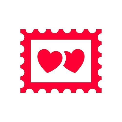 Love icon or Valentine's day sign designed for celebration. Red symbol isolated on white, flat style.