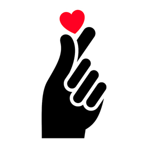 Hand with heart new icon, two-tone silhouette, isolated on white background, vector illustration for your design.