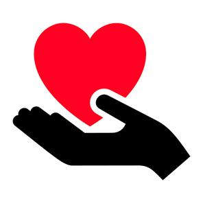 Hand with heart new icon, two-tone silhouette, isolated on white background, vector illustration for your design.