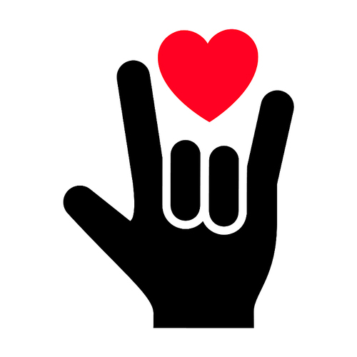 Hand with heart new icon, two-tone silhouette, isolated on white, vector illustration for your design.
