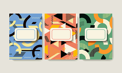 Retro design templates for a4 covers, banners, flyers and posters with abstract shapes, 80s memphis geometric flat style.