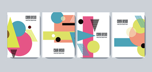 Retro design templates for a4 covers, banners, flyers and posters with abstract shapes, 80s memphis geometric flat style.