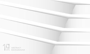 Abstract striped white band structure corner background with shadow. Vector illustration